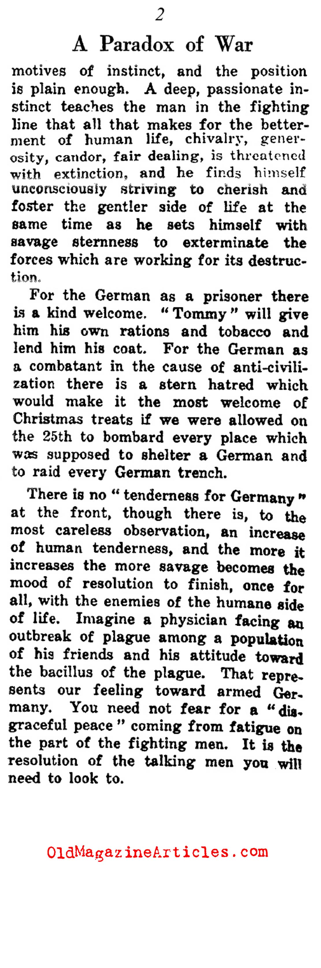 The Effects of War on Character (NY Times, 1915)